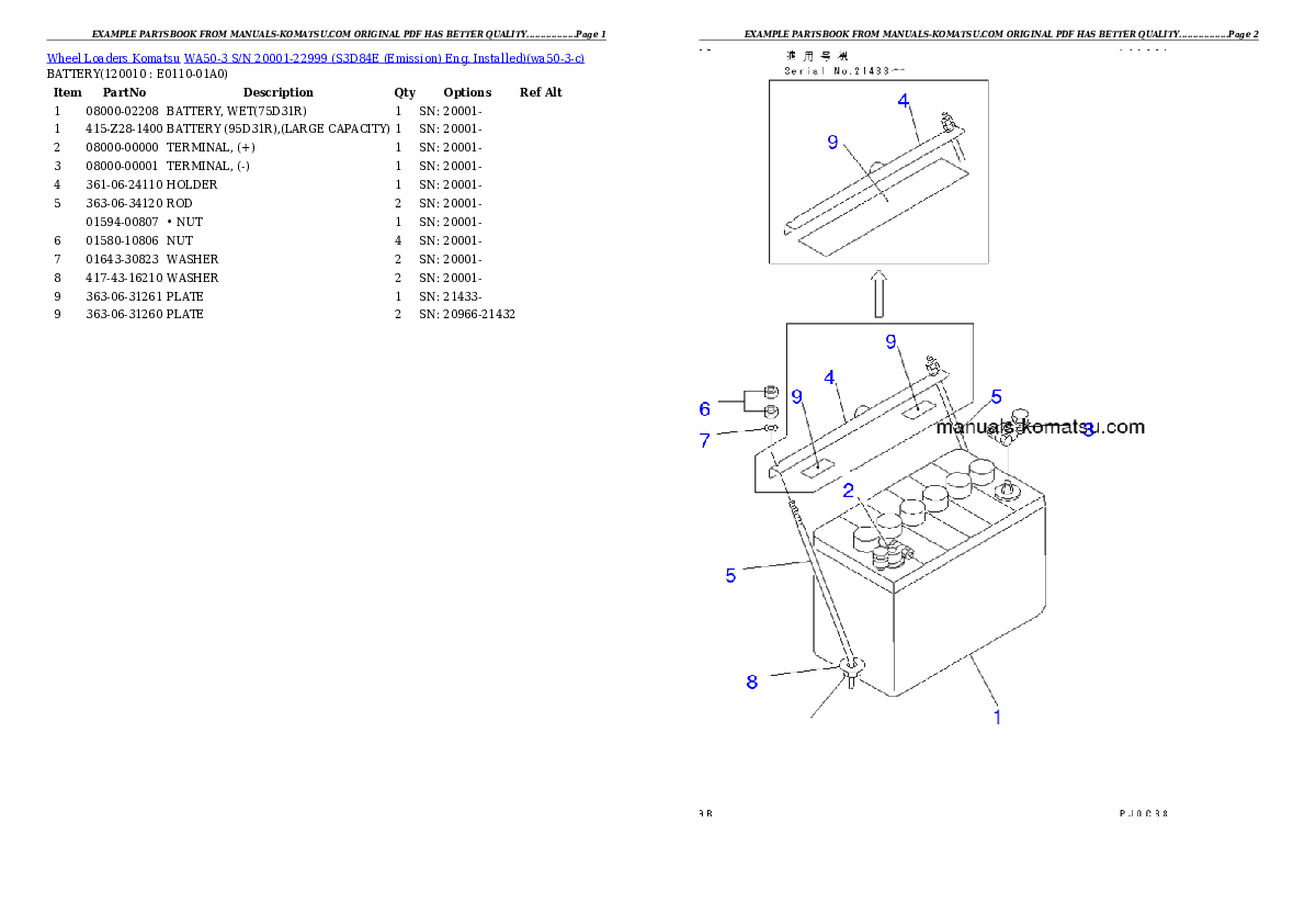 Protected: WA50-3 S/N 20001-22999 (S3D84E (Emission) Eng. Installed) Partsbook