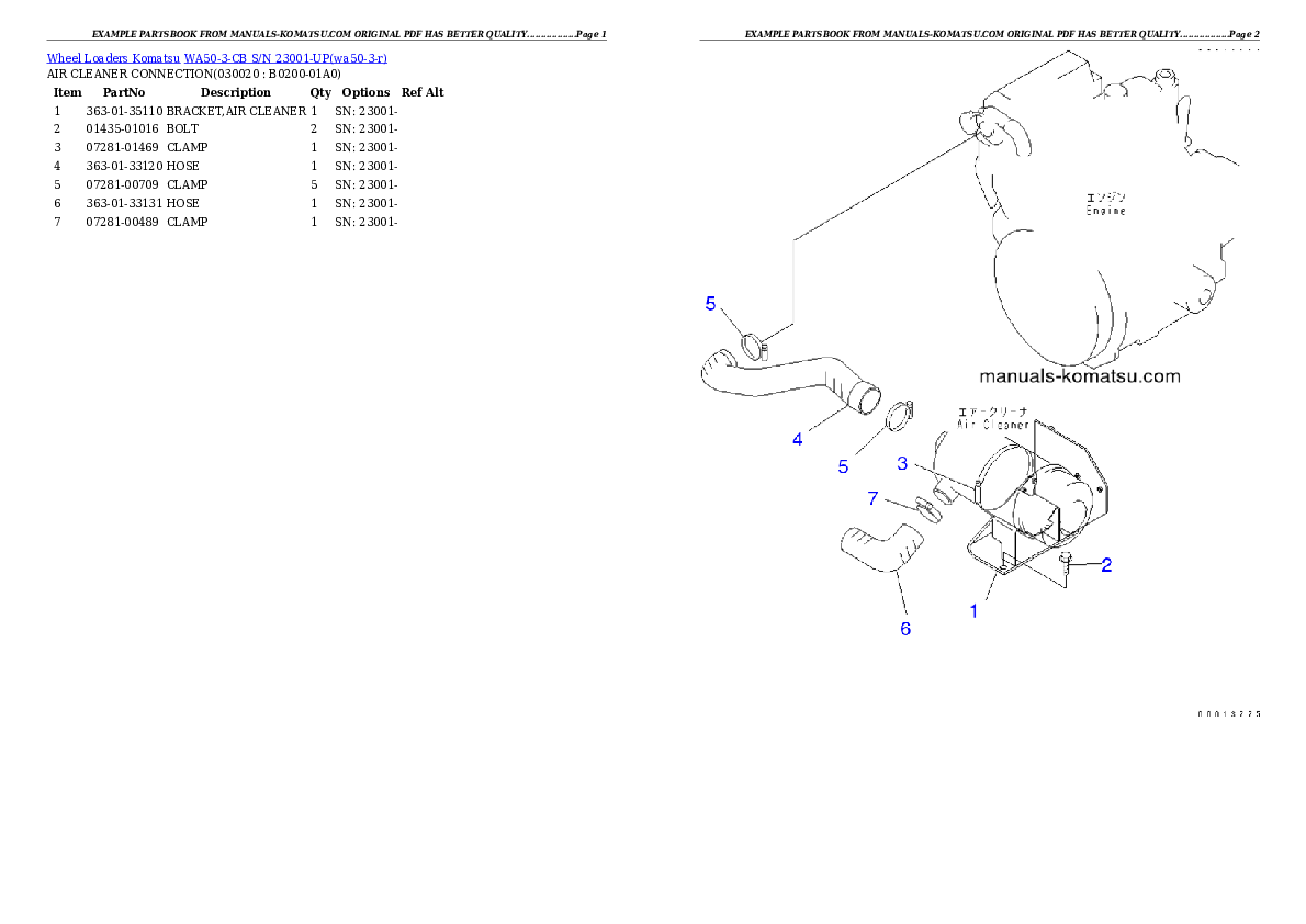 WA50-3-CB S/N 23001-UP Partsbook