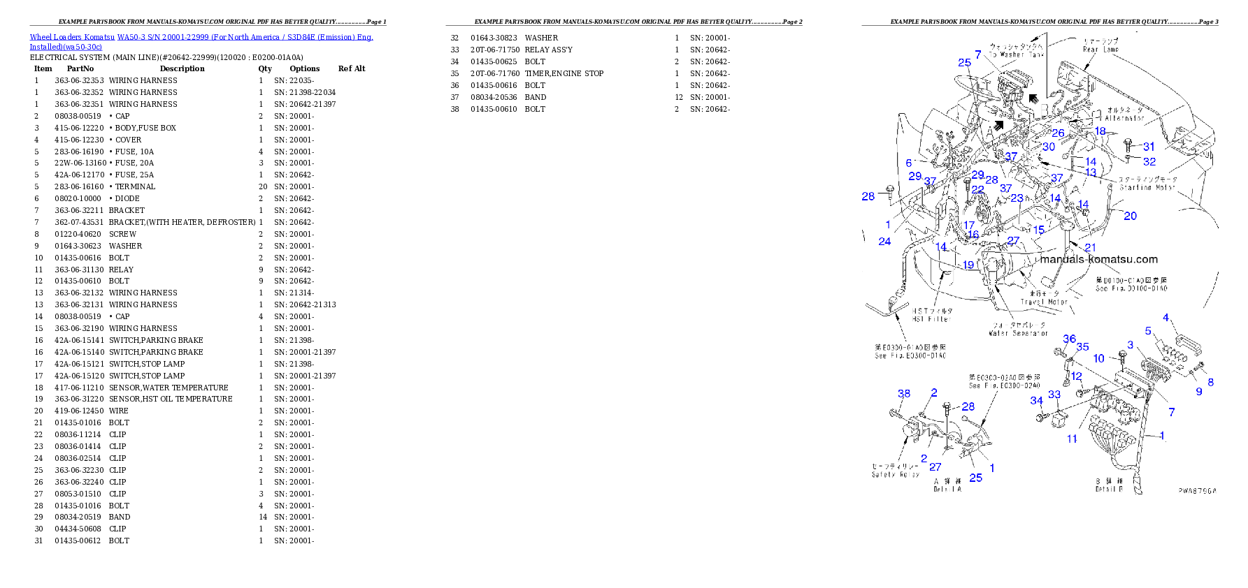 Protected: WA50-3 S/N 20001-22999 (For North America / S3D84E (Emission) Eng. Installed) Partsbook