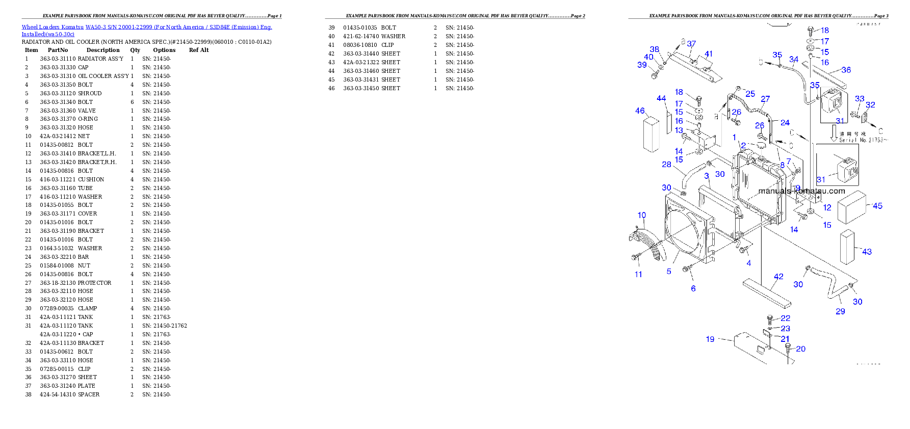 Protected: WA50-3 S/N 20001-22999 (For North America / S3D84E (Emission) Eng. Installed) Partsbook