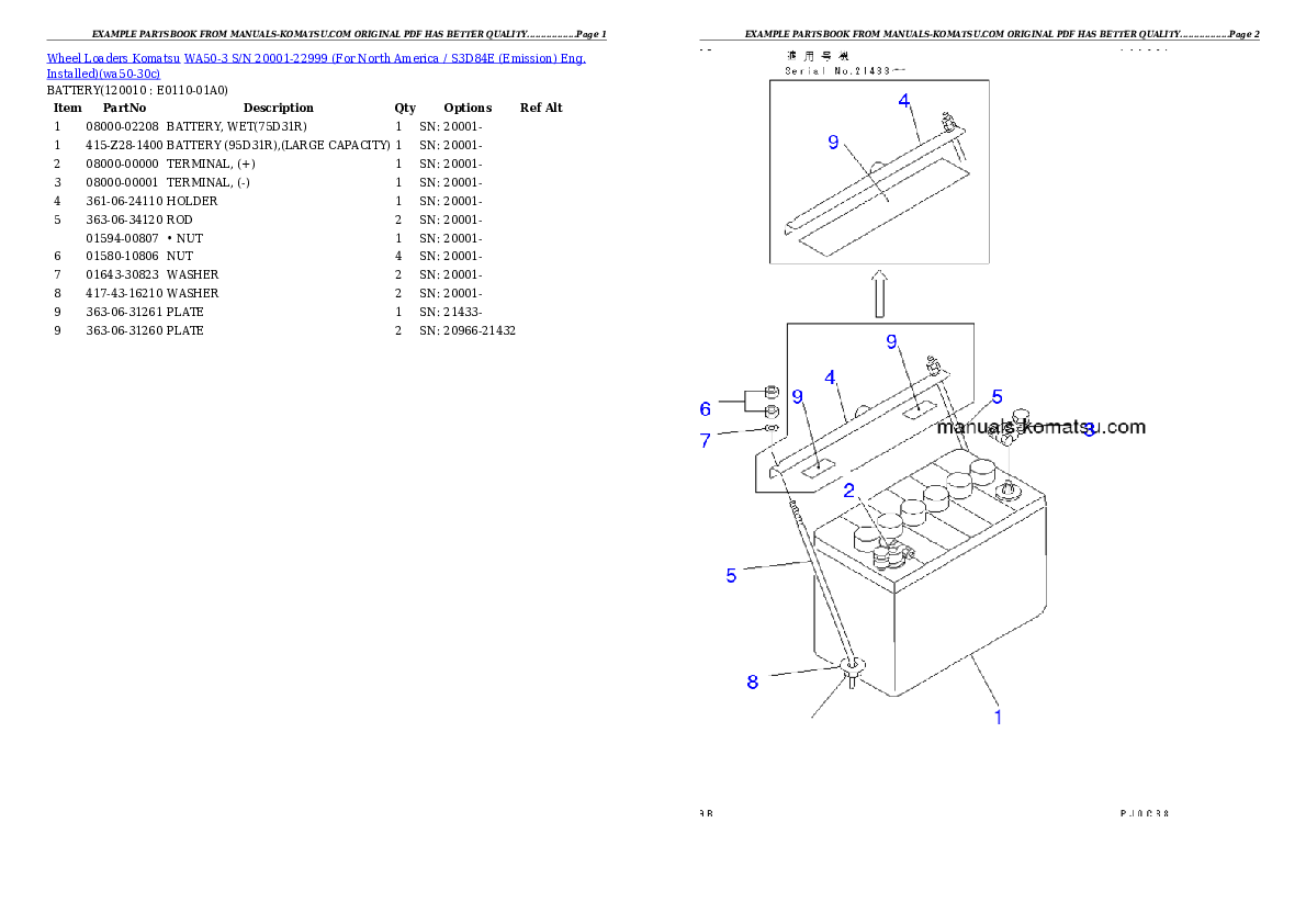 Protected: WA50-3 S/N 20001-22999 (For North America / S3D84E (Emission) Eng. Installed) Partsbook
