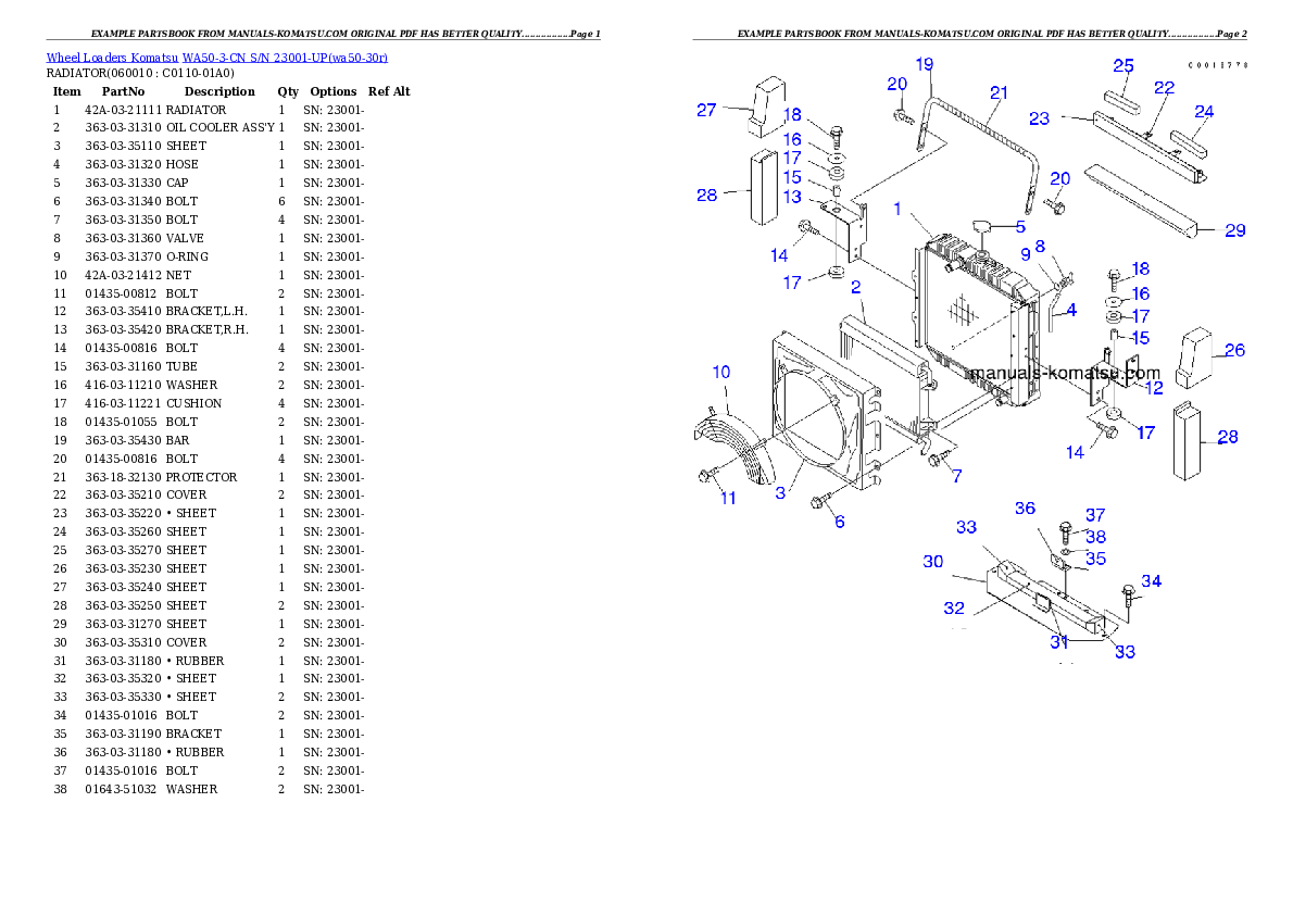 Protected: WA50-3-CN S/N 23001-UP Partsbook