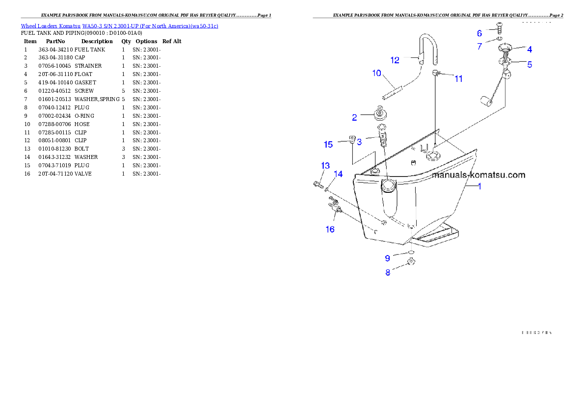 Protected: WA50-3 S/N 23001-UP (For North America) Partsbook