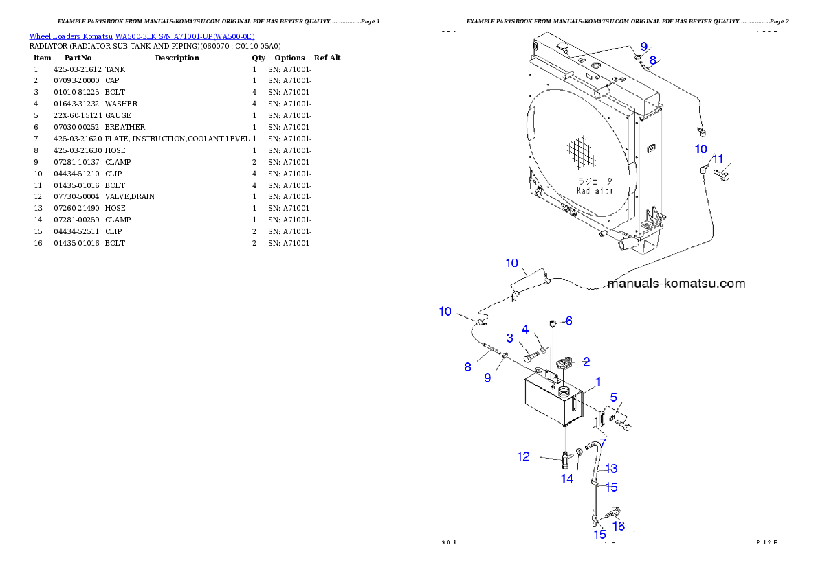 Protected: WA500-3LK S/N A71001-UP Partsbook