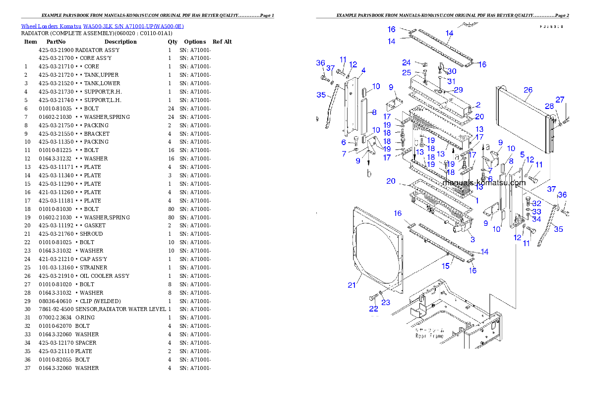 Protected: WA500-3LK S/N A71001-UP Partsbook