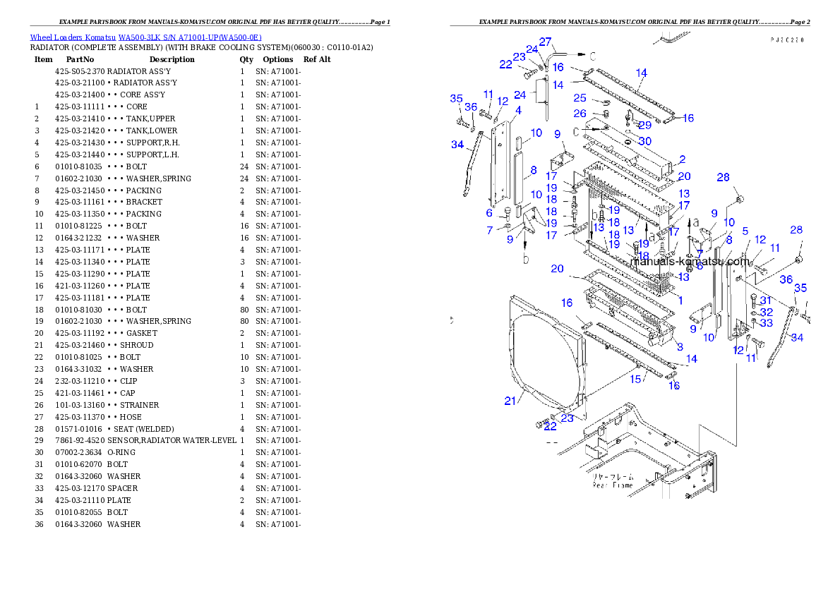 Protected: WA500-3LK S/N A71001-UP Partsbook