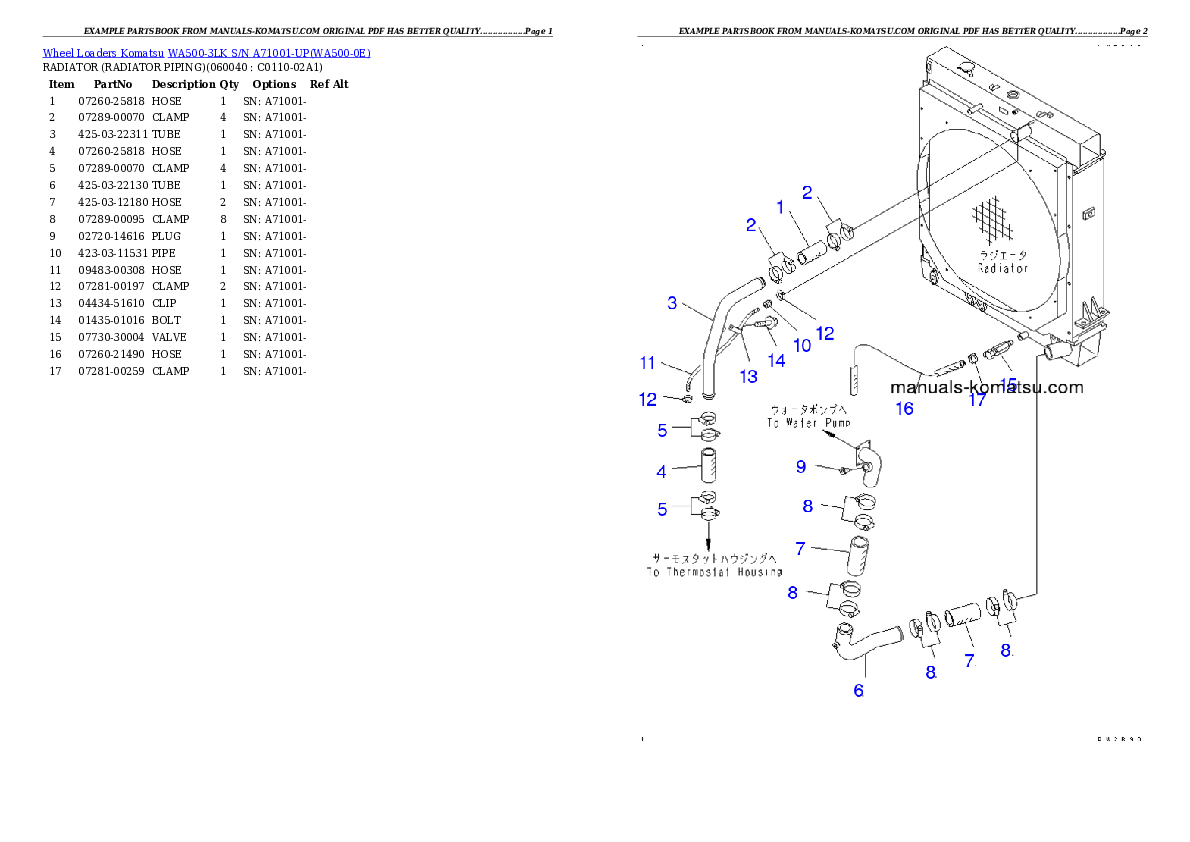 Protected: WA500-3LK S/N A71001-UP Partsbook