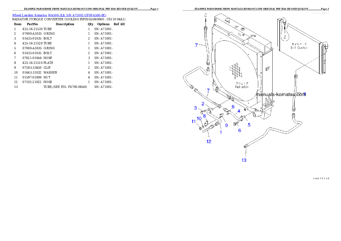 Protected: WA500-3LK S/N A71001-UP Partsbook