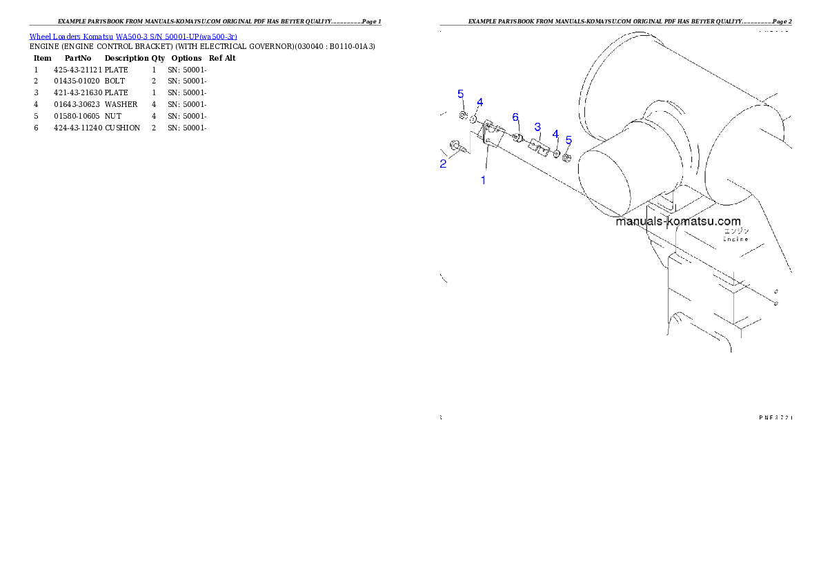 Protected: WA500-3 S/N 50001-UP (STONE HANDLING SPEC.) Partsbook