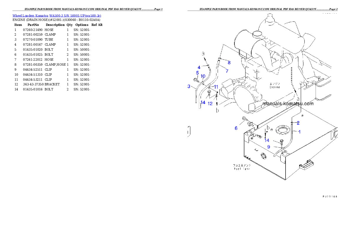 Protected: WA500-3 S/N 50001-UP (STONE HANDLING SPEC.) Partsbook