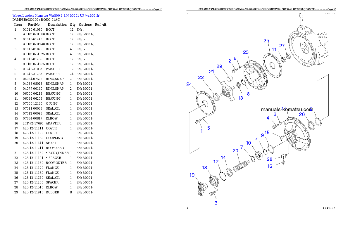 Protected: WA500-3 S/N 50001-UP (STONE HANDLING SPEC.) Partsbook