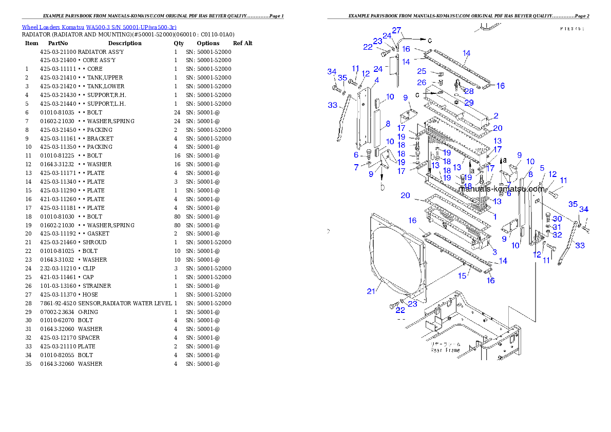 Protected: WA500-3 S/N 50001-UP (STONE HANDLING SPEC.) Partsbook