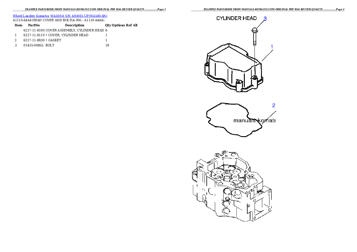 WA500-6 S/N A93001-UP Partsbook