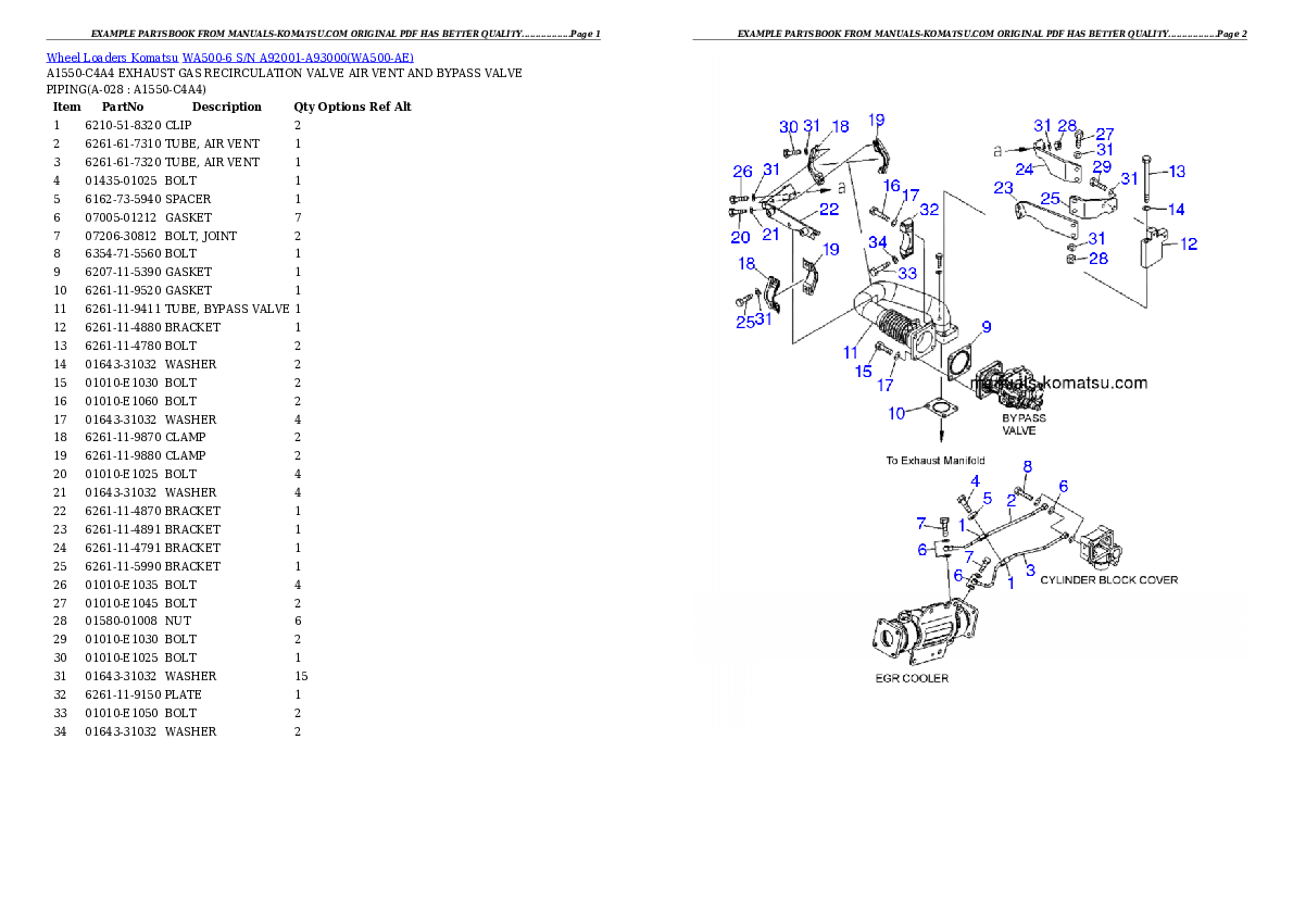 Protected: WA500-6  S/N A92001-A93000 Partsbook