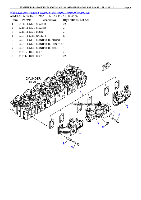 Protected: WA500-6  S/N A92001-A93000 Partsbook