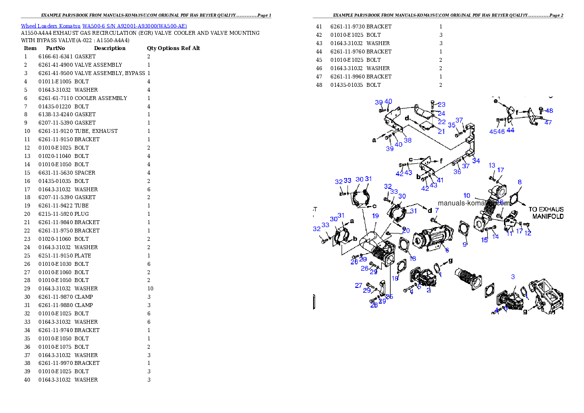 Protected: WA500-6  S/N A92001-A93000 Partsbook
