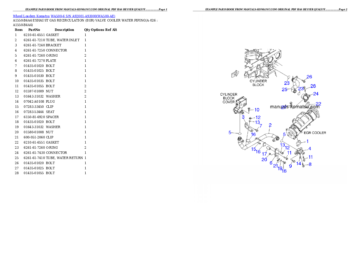 Protected: WA500-6  S/N A92001-A93000 Partsbook