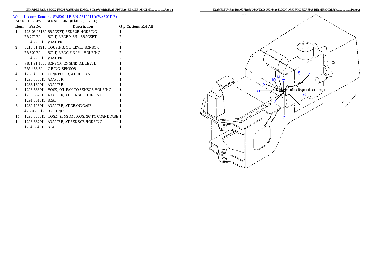 Protected: WA500-1LE S/N A61001-Up Partsbook