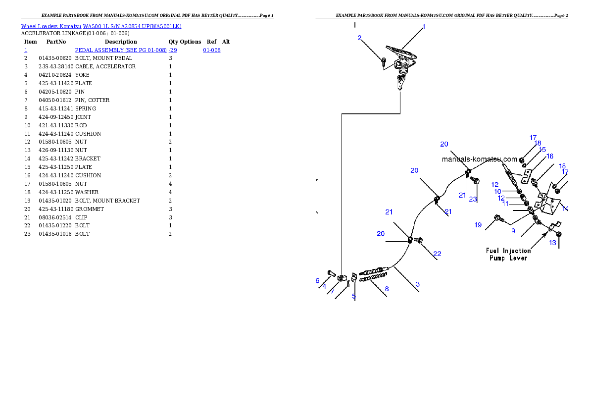 Protected: WA500-1L S/N A20854-UP Partsbook