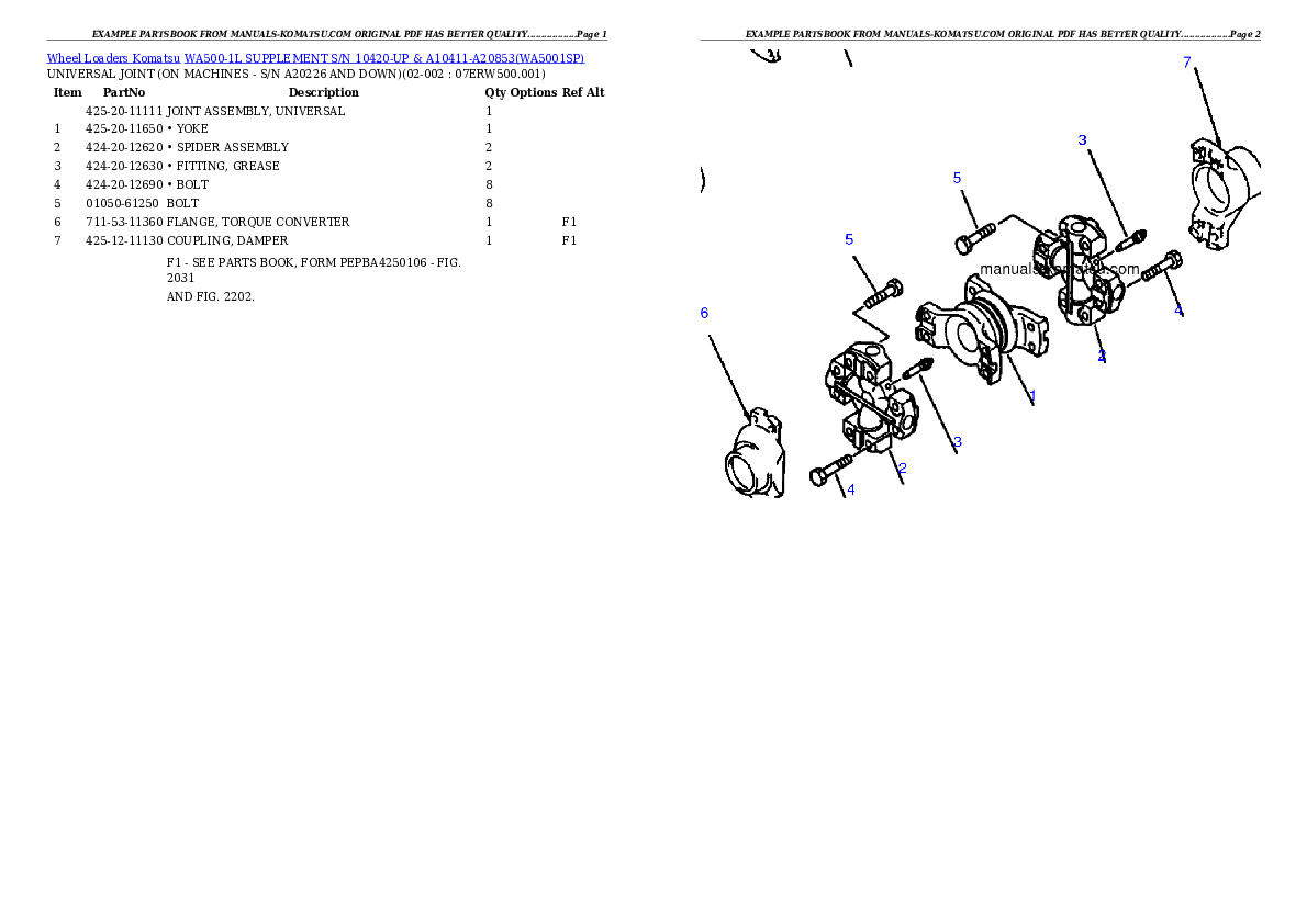 Protected: WA500-1L SUPPLEMENT S/N 10420-UP & A10411-A20853 Partsbook