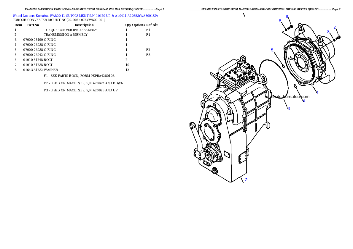 Protected: WA500-1L SUPPLEMENT S/N 10420-UP & A10411-A20853 Partsbook