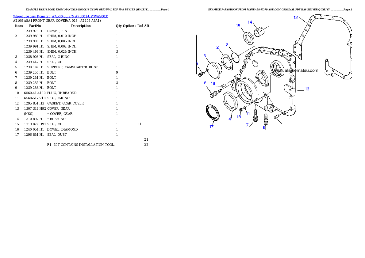 Protected: WA500-3L S/N A70001-UP Partsbook