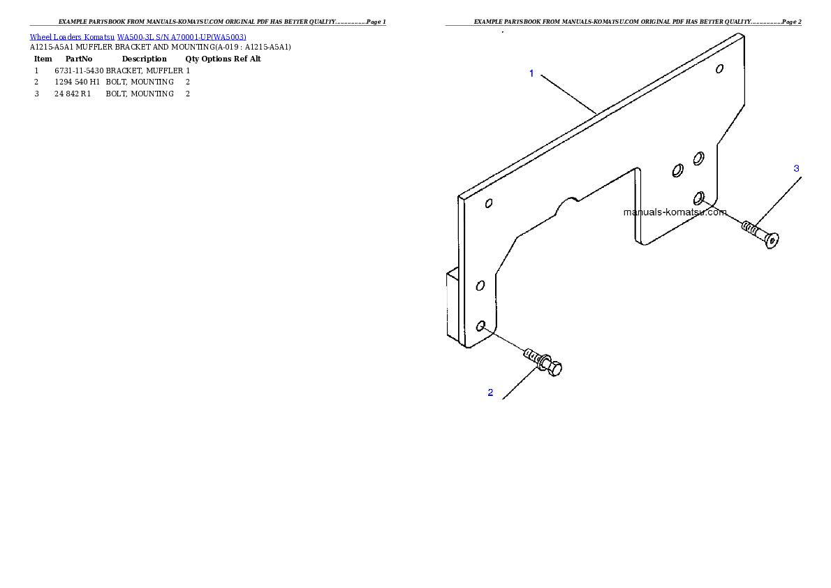 Protected: WA500-3L S/N A70001-UP Partsbook