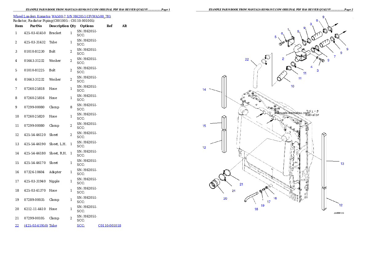 Protected: WA500-7 S/N H62051-UP Partsbook