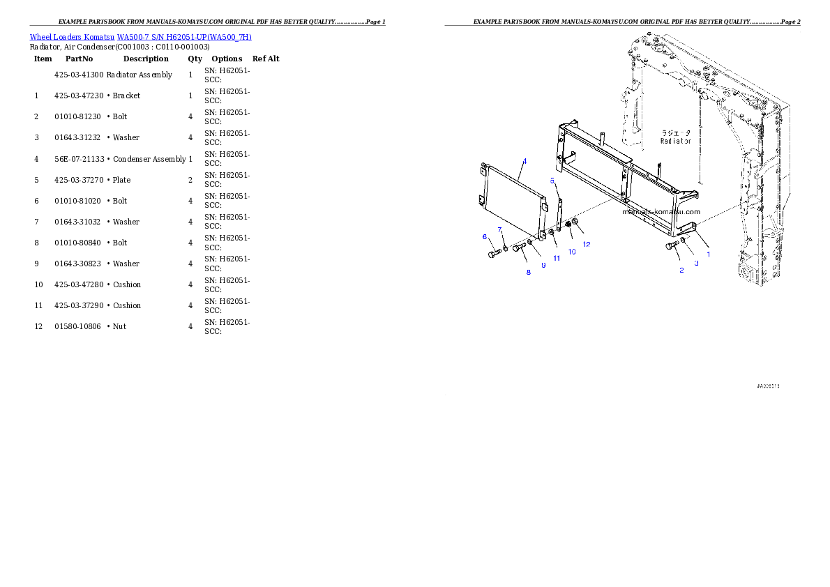 Protected: WA500-7 S/N H62051-UP Partsbook