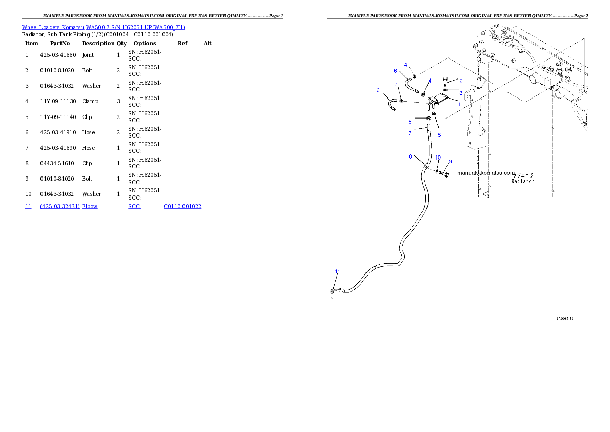 Protected: WA500-7 S/N H62051-UP Partsbook