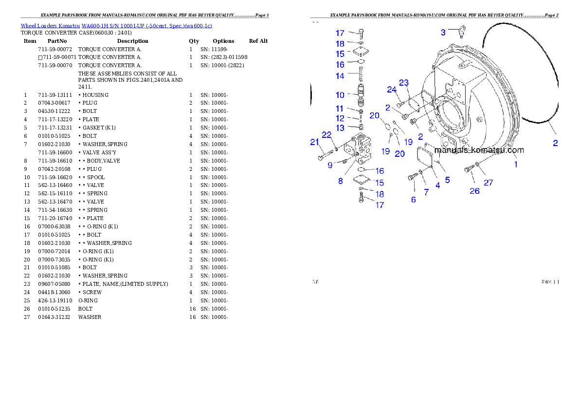 Protected: WA600-1H S/N 10001-UP (-50cent. Spec.) Partsbook