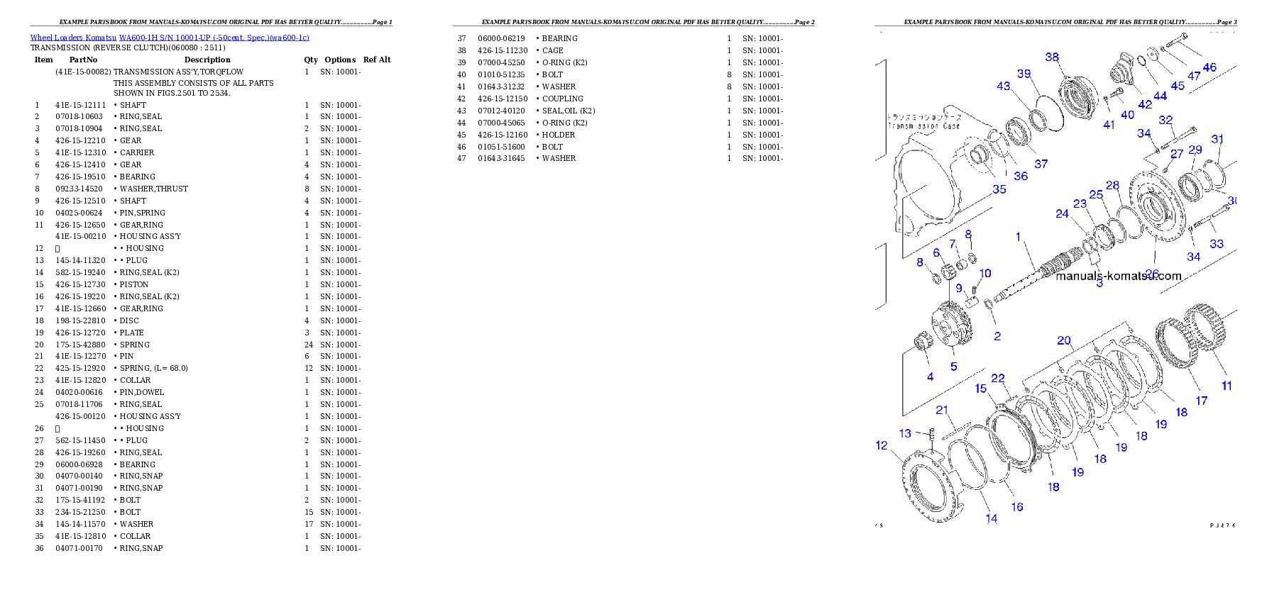 Protected: WA600-1H S/N 10001-UP (-50cent. Spec.) Partsbook