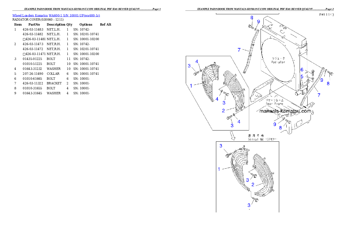 Protected: WA600-1 S/N 10001-UP Partsbook