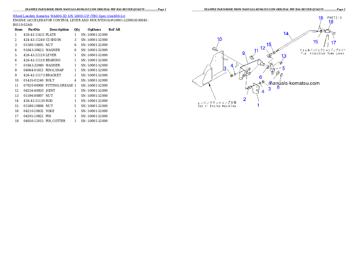 Protected: WA600-3D S/N 50001-UP (TBG Spec.) Partsbook