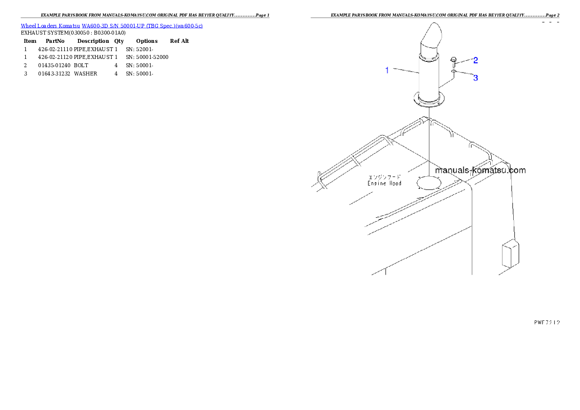 Protected: WA600-3D S/N 50001-UP (TBG Spec.) Partsbook