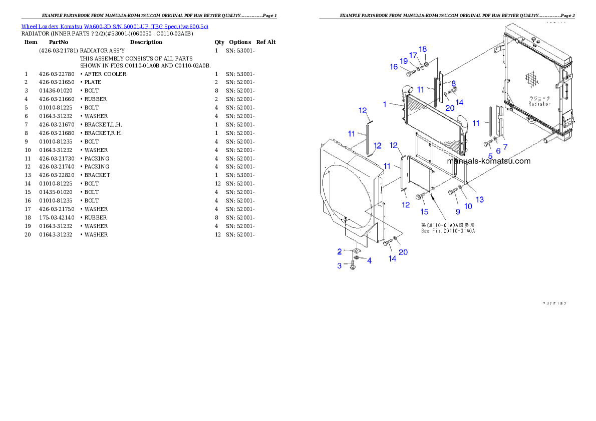 Protected: WA600-3D S/N 50001-UP (TBG Spec.) Partsbook