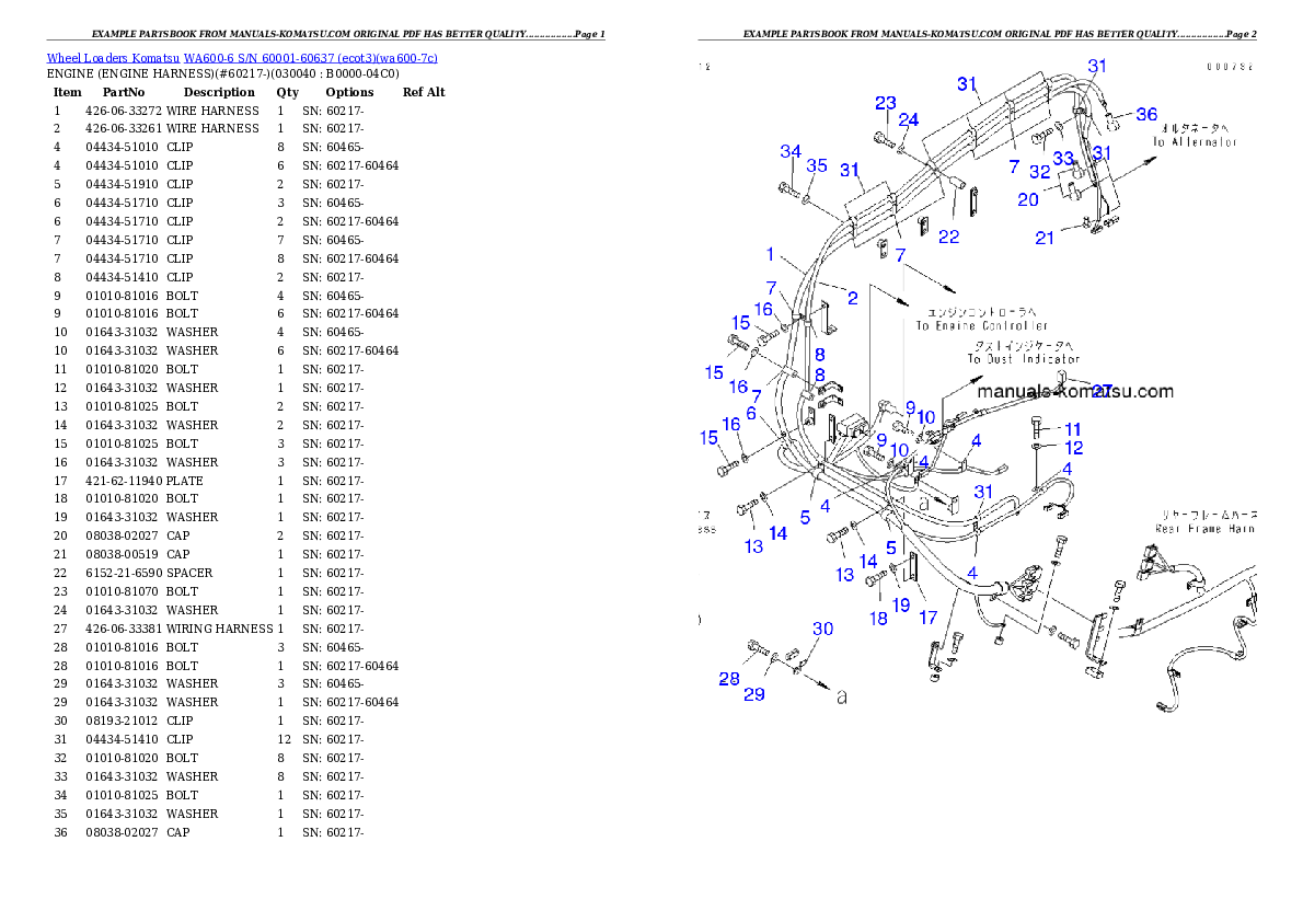 Protected: WA600-6 S/N 60001-60637 (ecot3) Partsbook