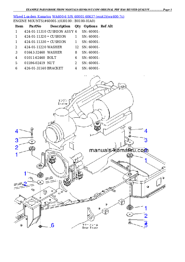 Protected: WA600-6 S/N 60001-60637 (ecot3) Partsbook
