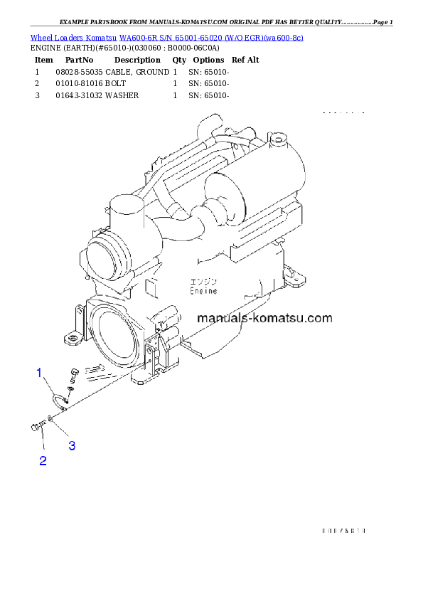Protected: WA600-6R S/N 65001-65020 (W/O EGR) Partsbook