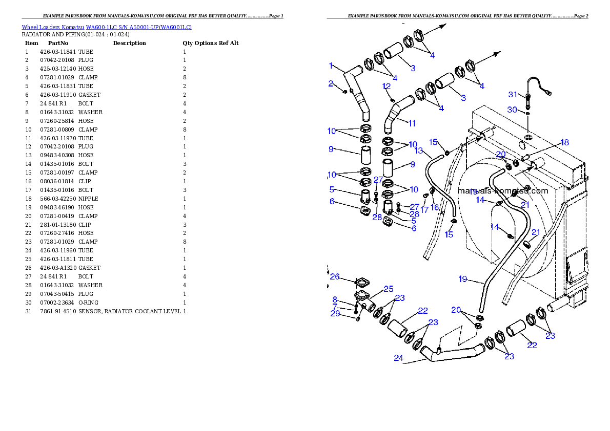 Protected: WA600-1LC S/N A50001-UP Partsbook