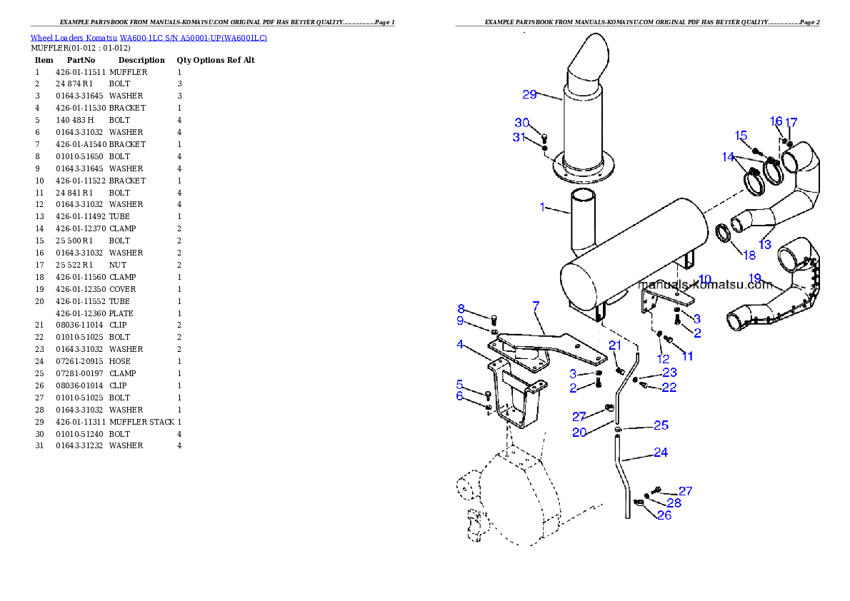 Protected: WA600-1LC S/N A50001-UP Partsbook