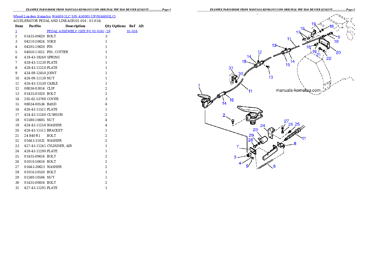 Protected: WA600-1LC S/N A50001-UP Partsbook