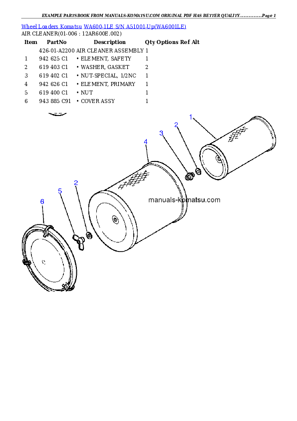 Protected: WA600-1LE S/N A51001-Up Partsbook