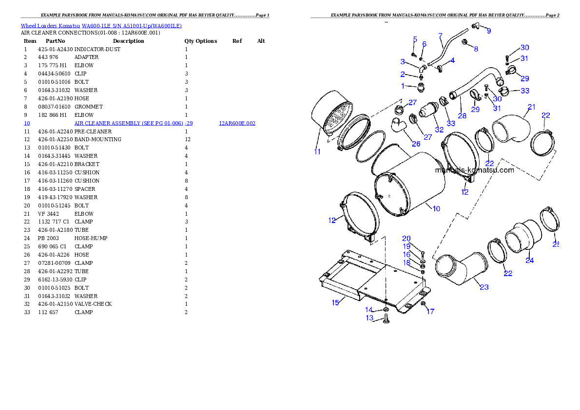 Protected: WA600-1LE S/N A51001-Up Partsbook