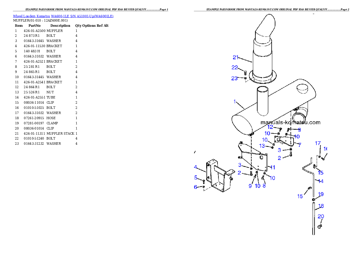 Protected: WA600-1LE S/N A51001-Up Partsbook