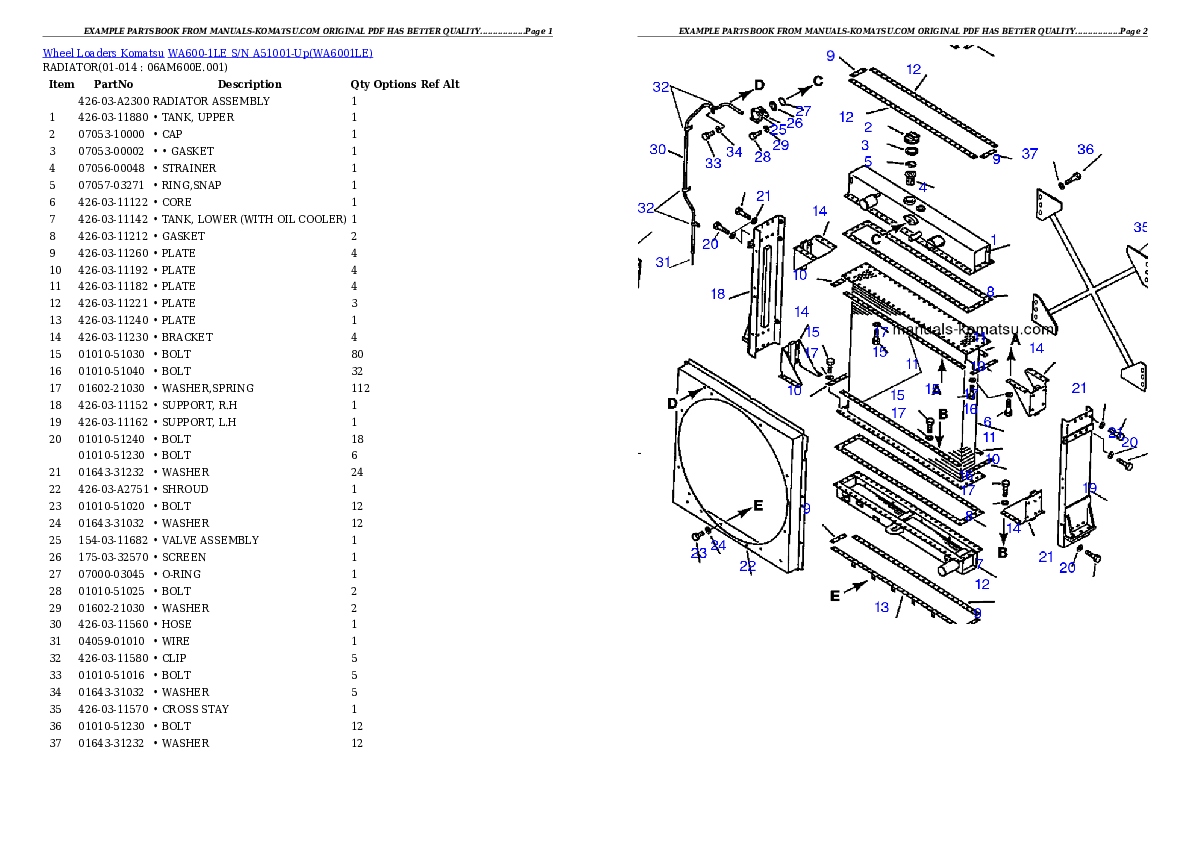 Protected: WA600-1LE S/N A51001-Up Partsbook