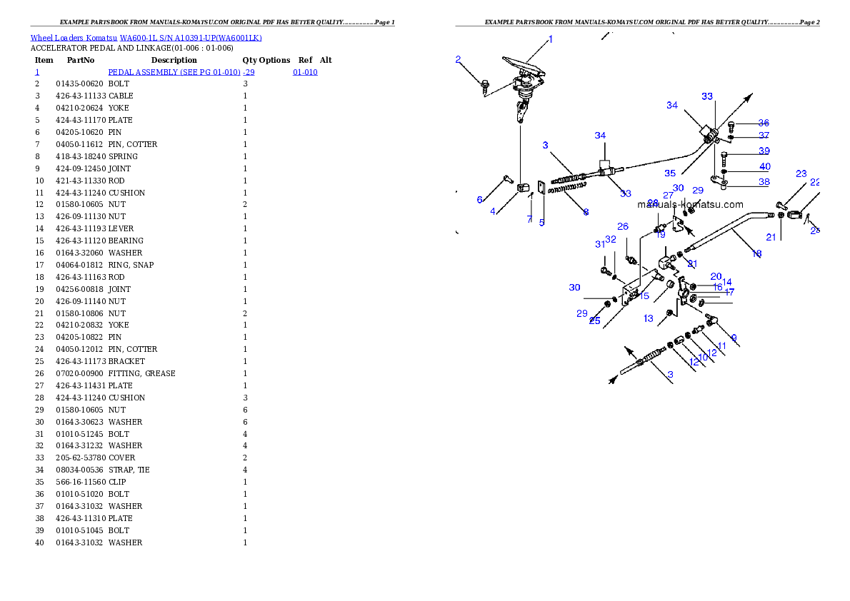 Protected: WA600-1L S/N A10391-UP Partsbook