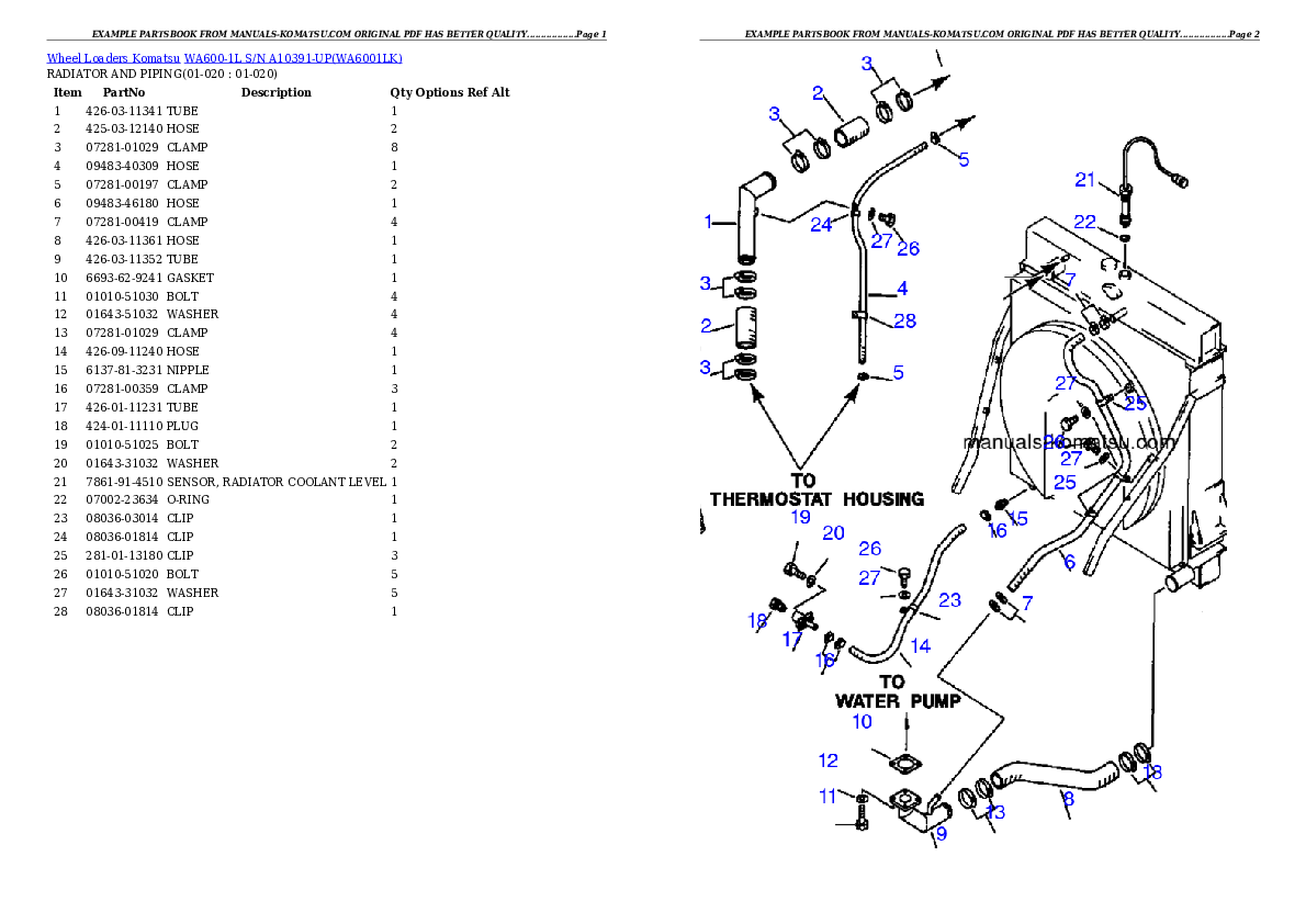 Protected: WA600-1L S/N A10391-UP Partsbook