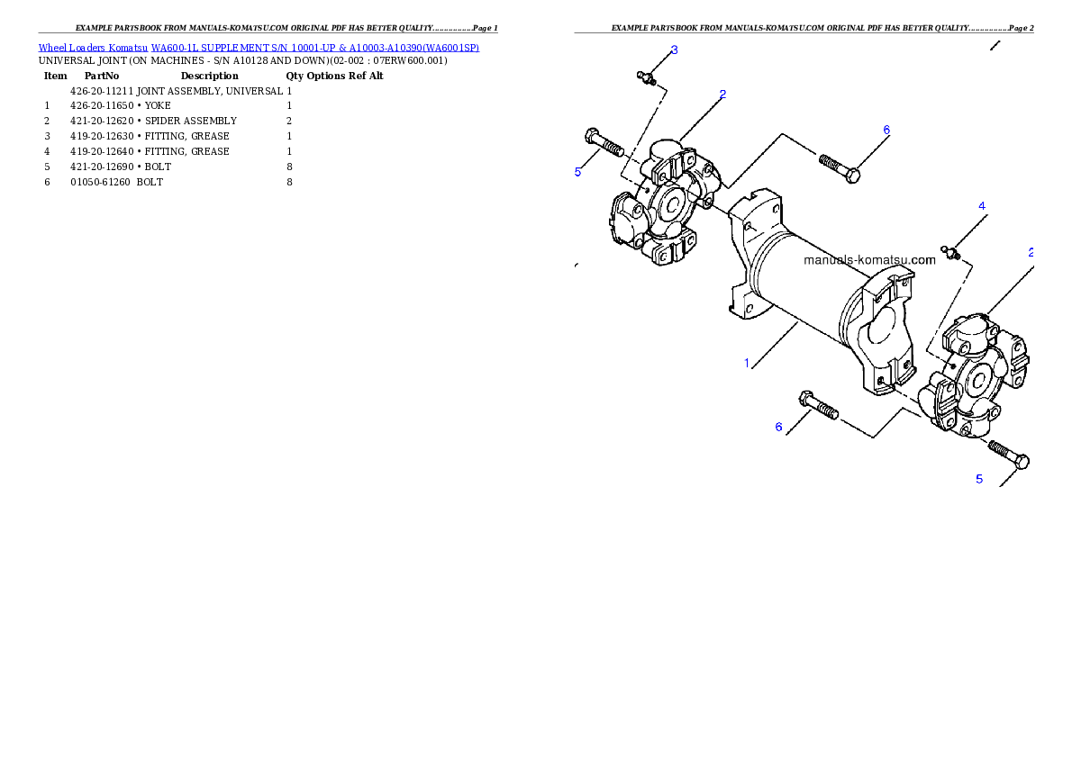 Protected: WA600-1L SUPPLEMENT S/N 10001-UP & A10003-A10390 Partsbook
