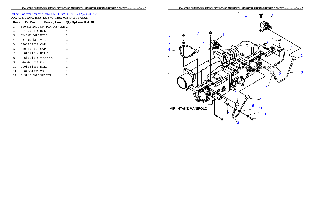 Protected: WA600-3LK S/N A53001-UP Partsbook